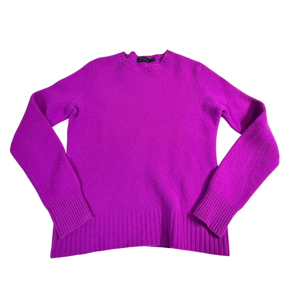 Polo Ralph Lauren Wool Sweater Size M Purple Italian Yarn Crew Neck